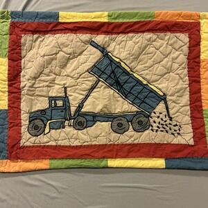 The Company Store Patchwork Pillow Sham Dump Truck Quilted Kids Room Little Boy